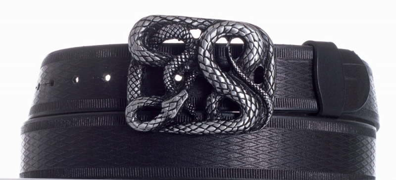 Kožené opasky - Kožený černý pásek Had vroubek